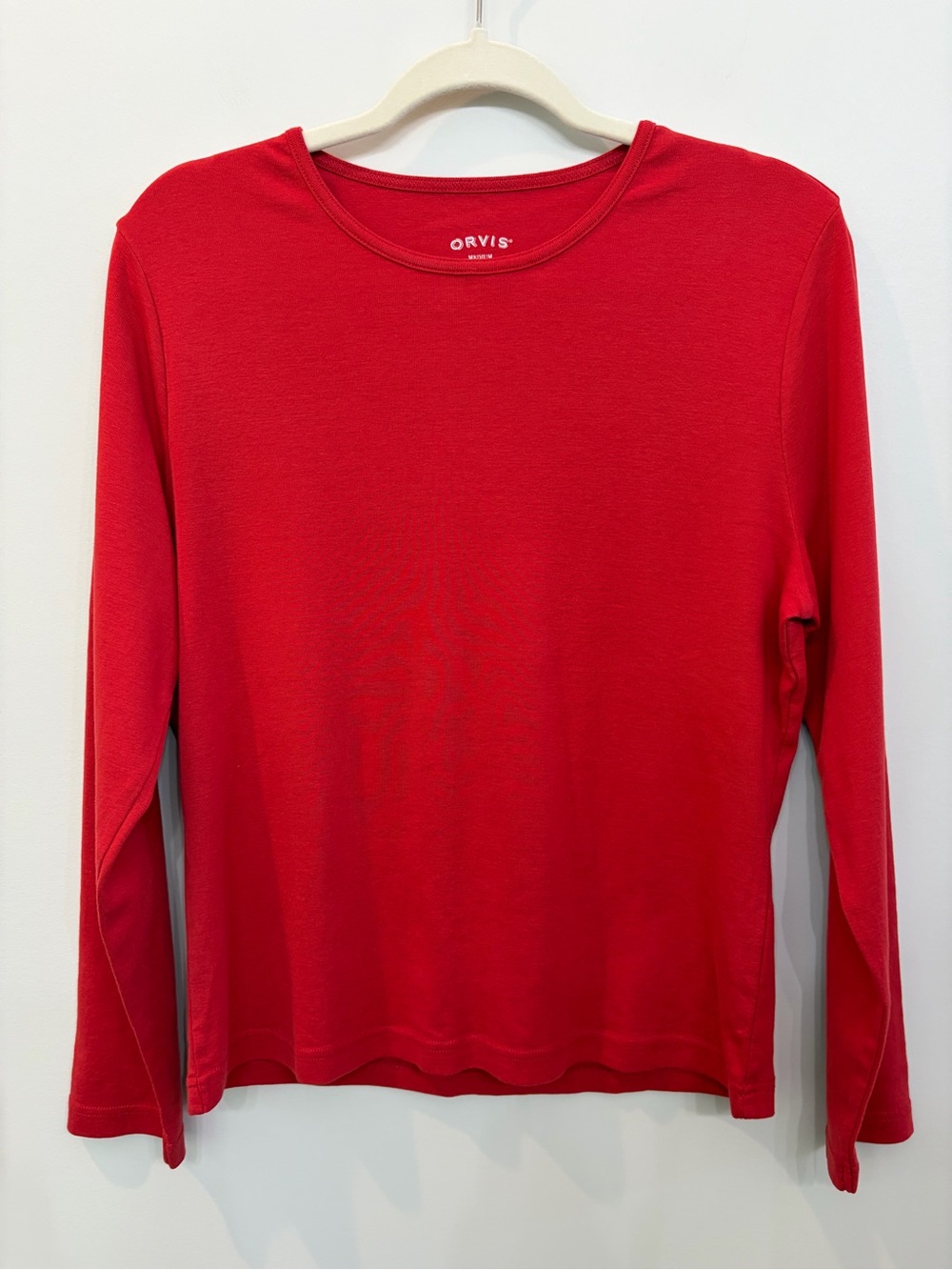Orvis Women’s  Orange 100% Cotton Knit Long Sleeve Crew Neck Pullover Top M